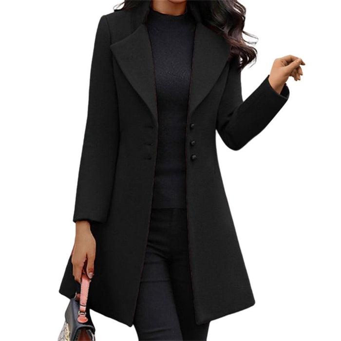 Kvinnors Trenchcoat med Revers och Knappstängning