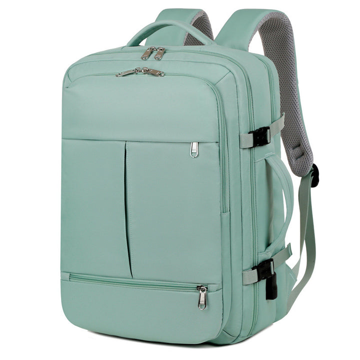 Grå ryggsäck med laptopfack och många fickor