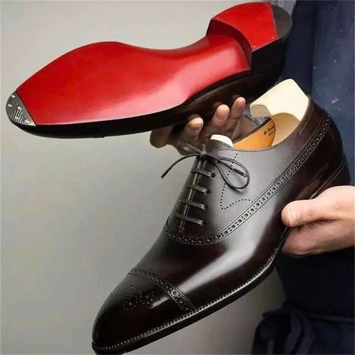 Herr Oxford Sko med Cap-Toe och Broguing-Detalj