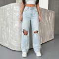 Dam Jeans | Vida Ben | Hög Midja | Slitna Knän
