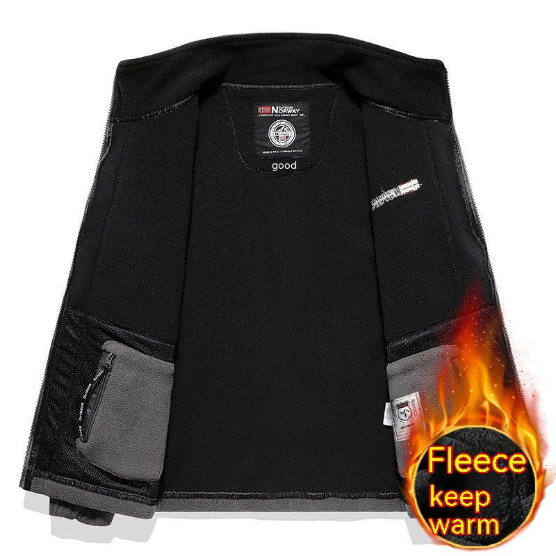 Herr Fleecetröja med Dragkedja och Ståkrage