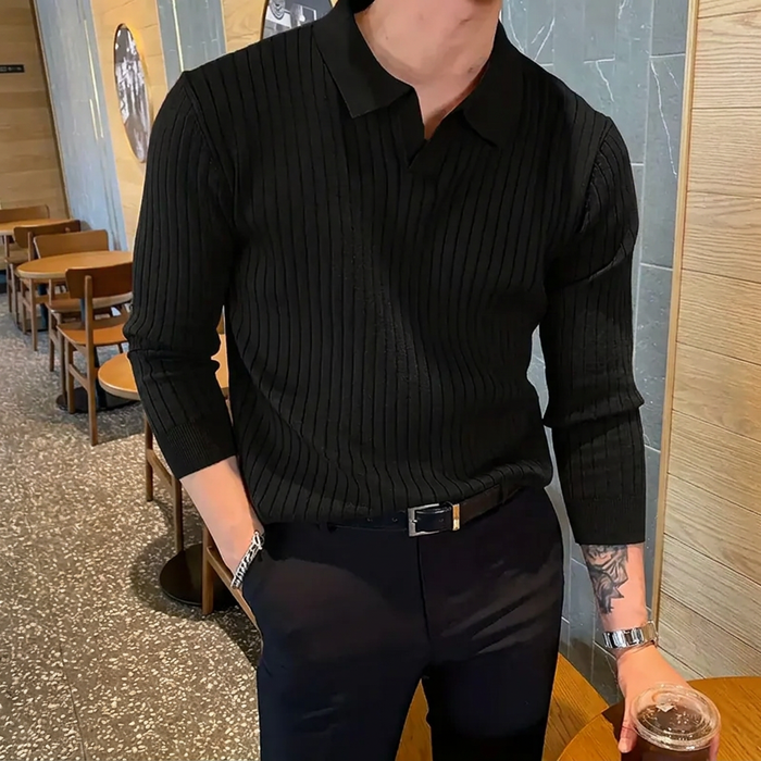 Herr Pikétröja | Slimfit | Lång Ärm