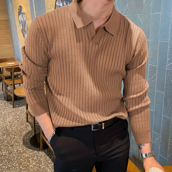 Herr Pikétröja | Slimfit | Lång Ärm