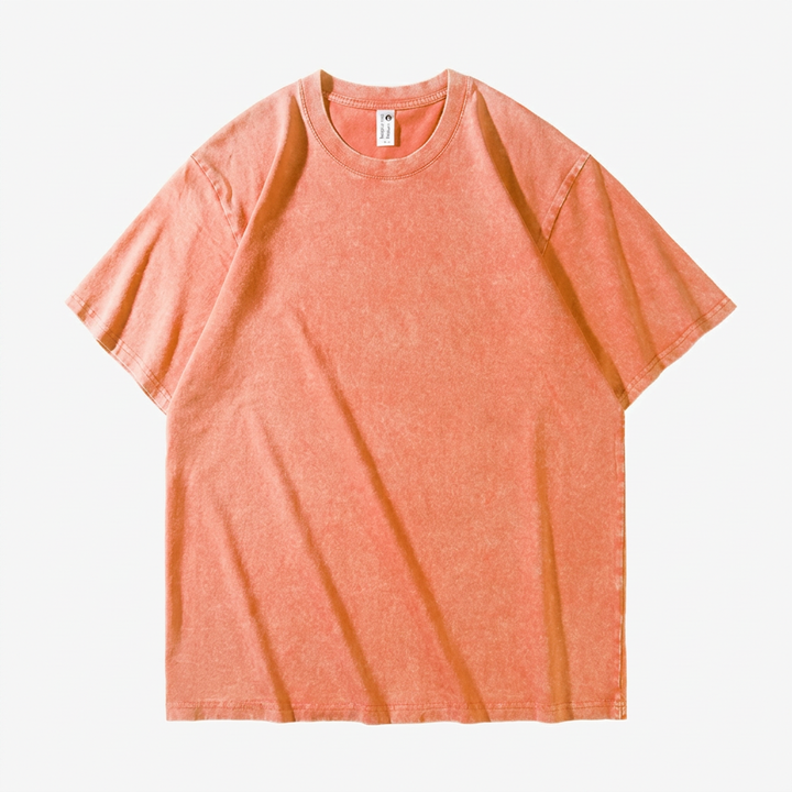 Herr T-shirt | Tvättad Effekt | Rund Hals | Kort Ärm