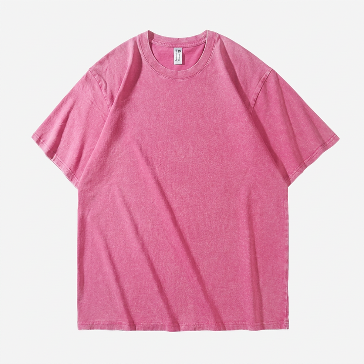 Herr T-shirt | Tvättad Effekt | Rund Hals | Kort Ärm
