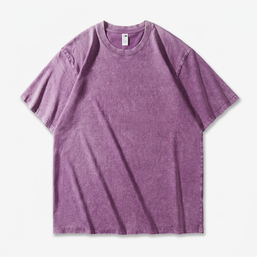 Herr T-shirt | Tvättad Effekt | Rund Hals | Kort Ärm