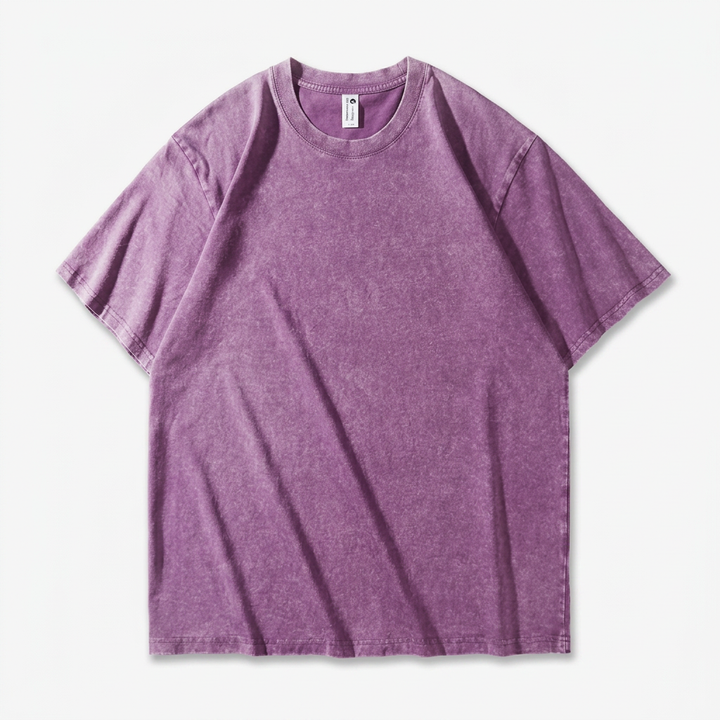 Herr T-shirt | Tvättad Effekt | Rund Hals | Kort Ärm