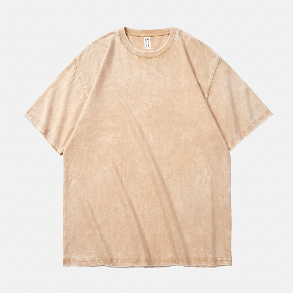 Herr T-shirt | Tvättad Effekt | Rund Hals | Kort Ärm