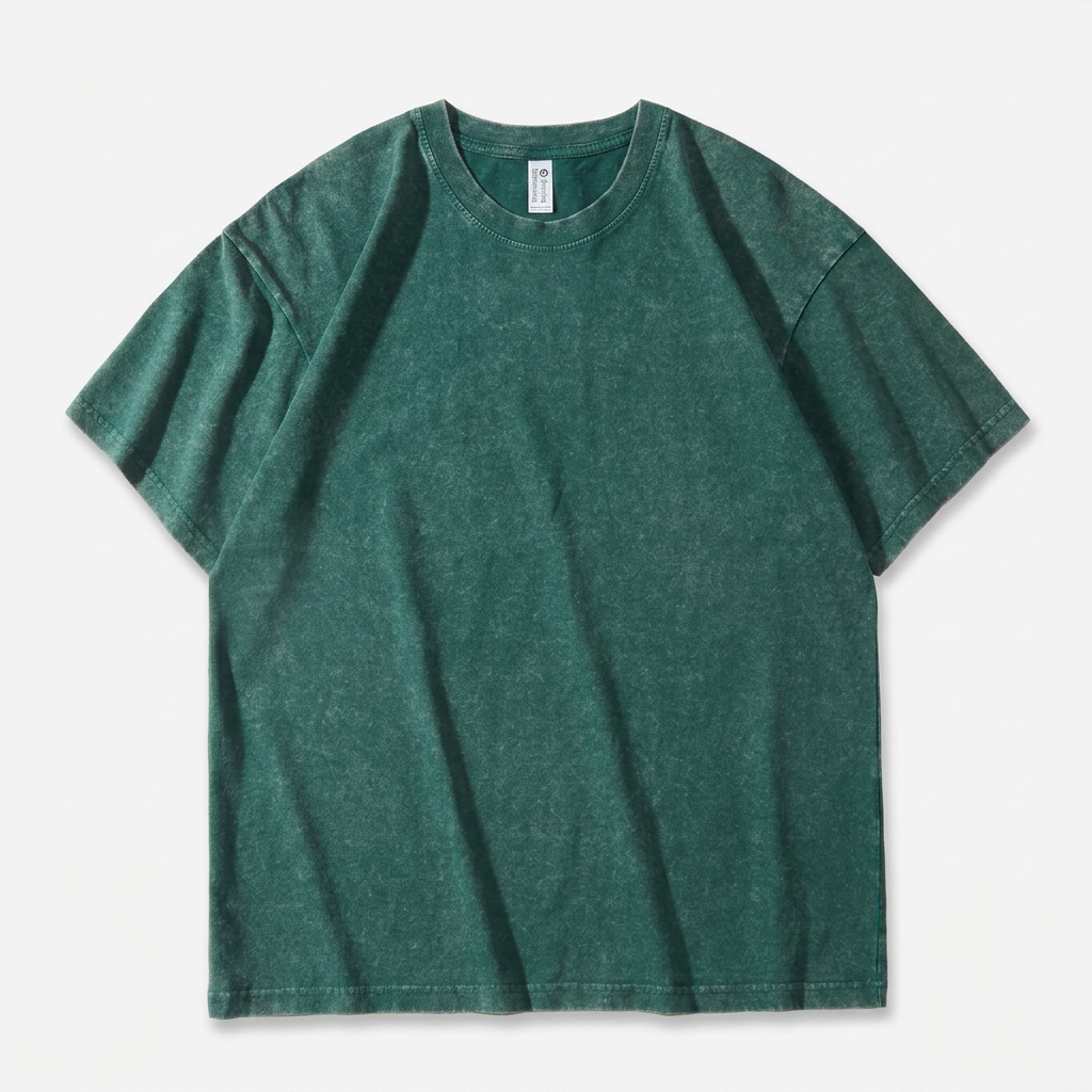 Herr T-shirt | Tvättad Effekt | Rund Hals | Kort Ärm