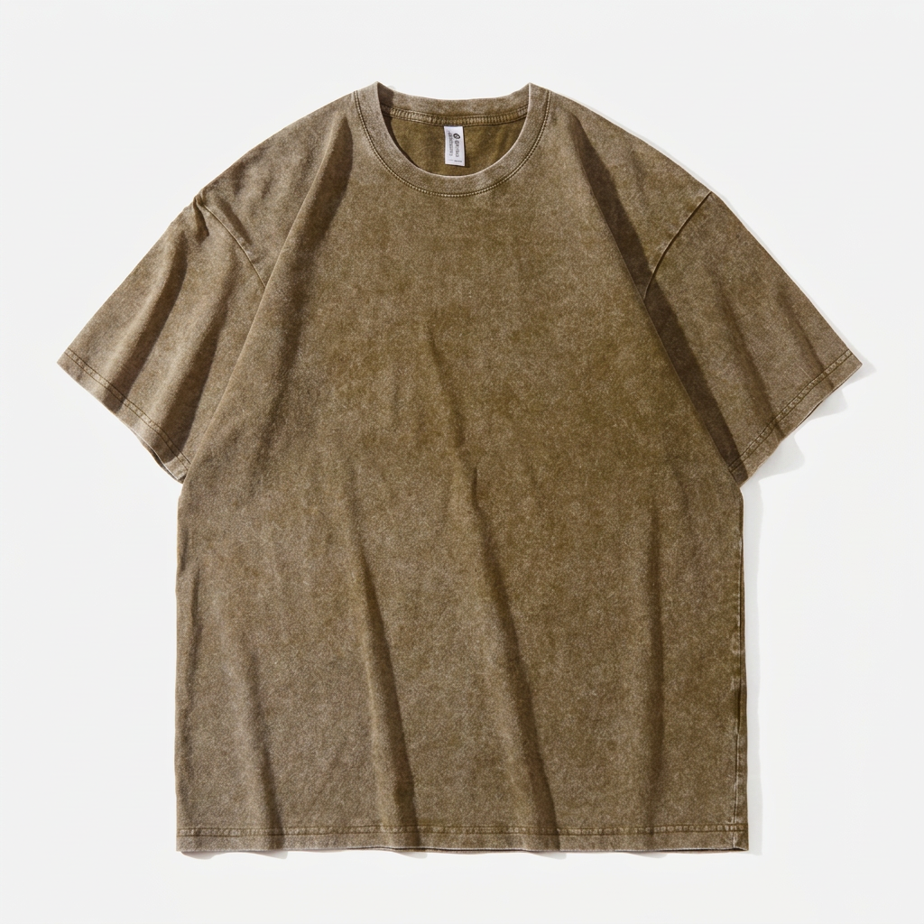 Herr T-shirt | Tvättad Effekt | Rund Hals | Kort Ärm