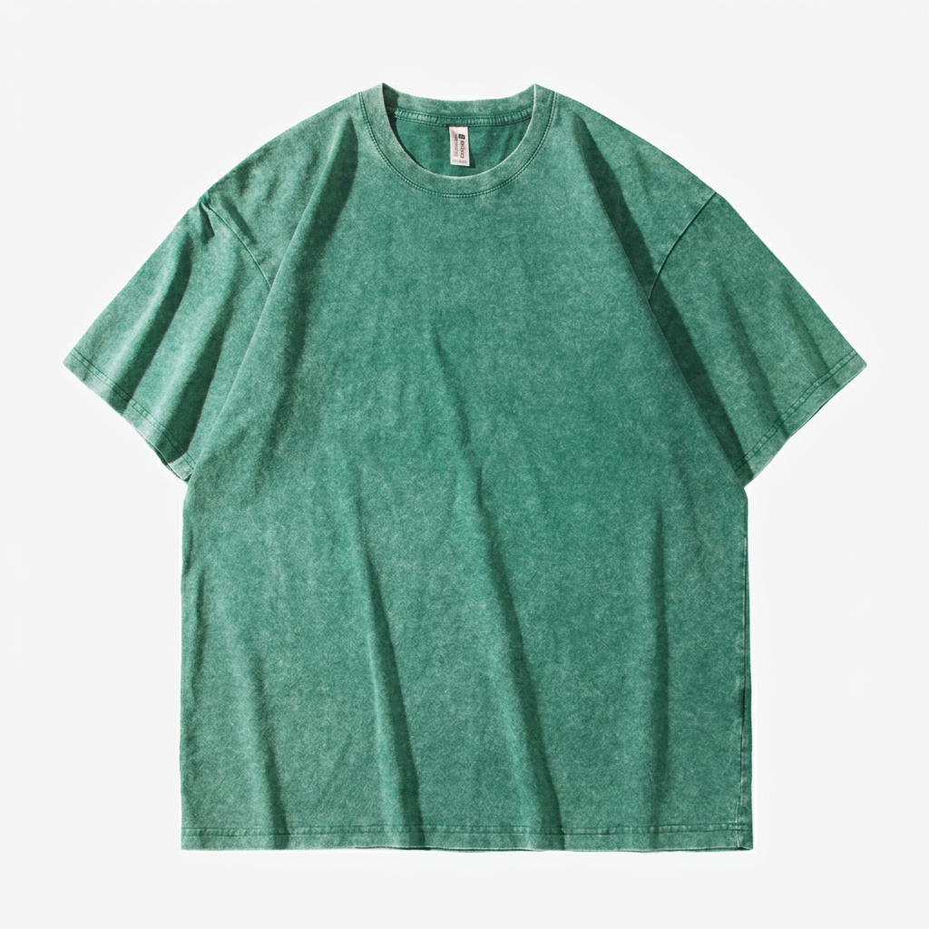 Herr T-shirt | Tvättad Effekt | Rund Hals | Kort Ärm