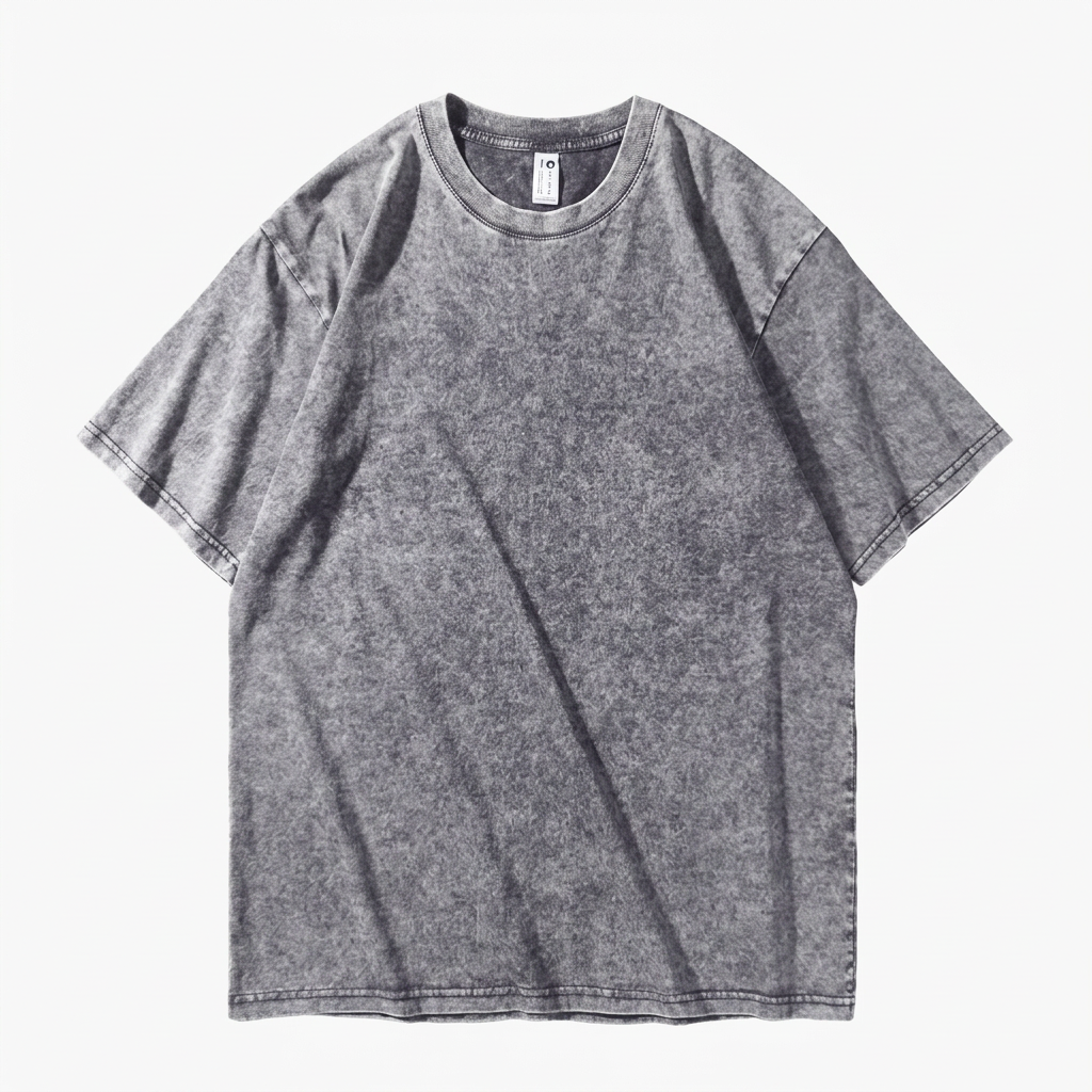 Herr T-shirt | Tvättad Effekt | Rund Hals | Kort Ärm