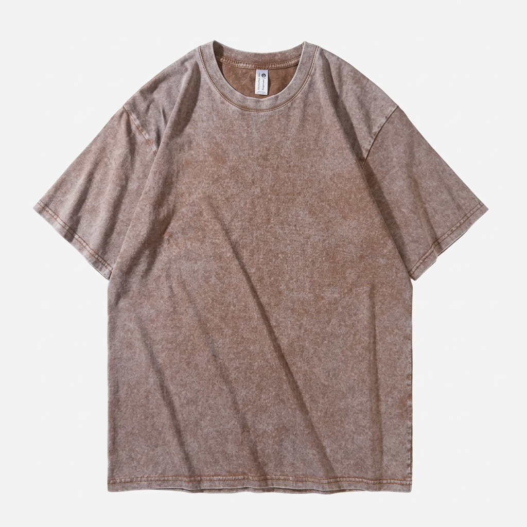 Herr T-shirt | Tvättad Effekt | Rund Hals | Kort Ärm