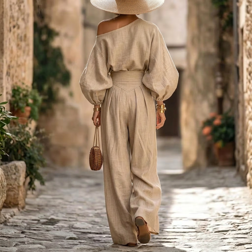 Jumpsuit för kvinnor | Off-shoulder design med markerad midja och vida ben