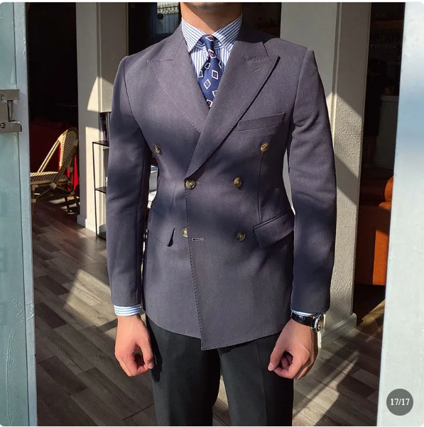 Elegant, skräddarsydd blazer med dubbelknäppning för herrar