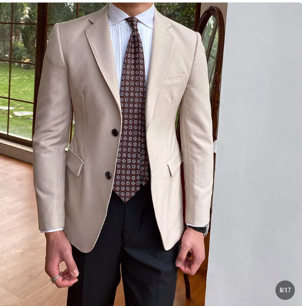 Elegant, skräddarsydd blazer med dubbelknäppning för herrar