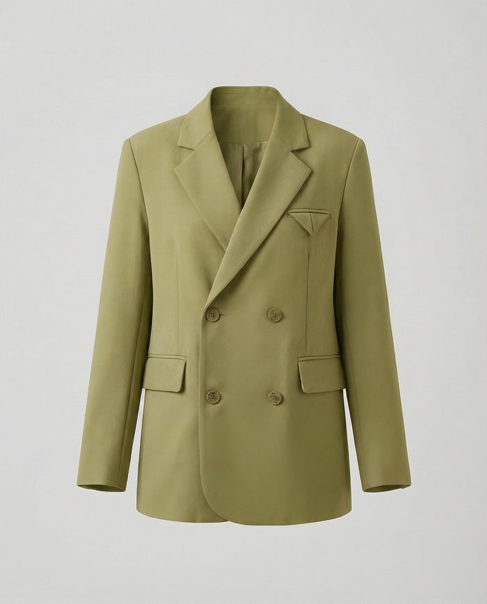 Dam Dubbelknäppt Blazer med Mjuka Axlar och Ficklock
