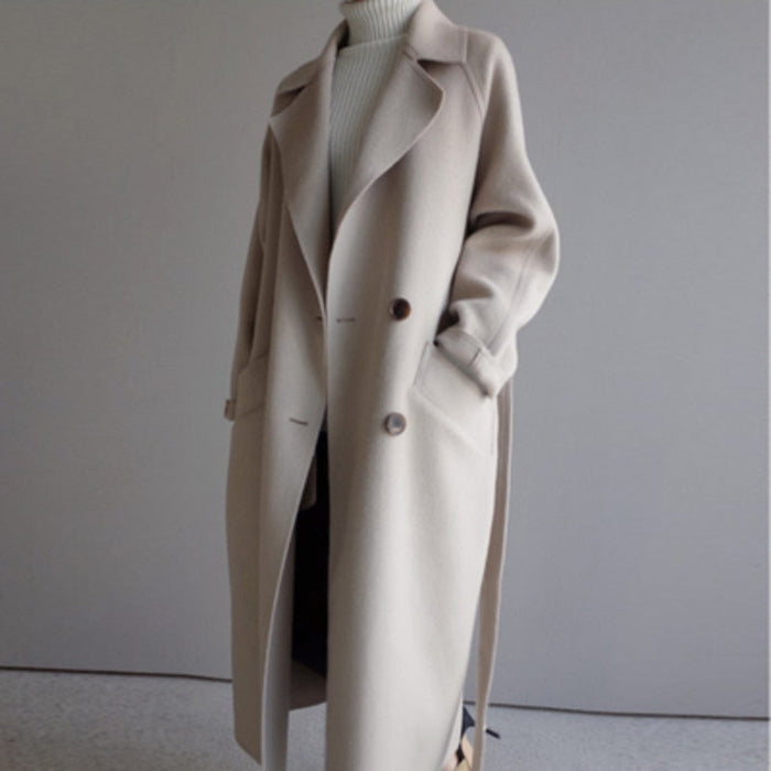 Dam Dubbelbröstad Trenchcoat Lång Oversized Kappa