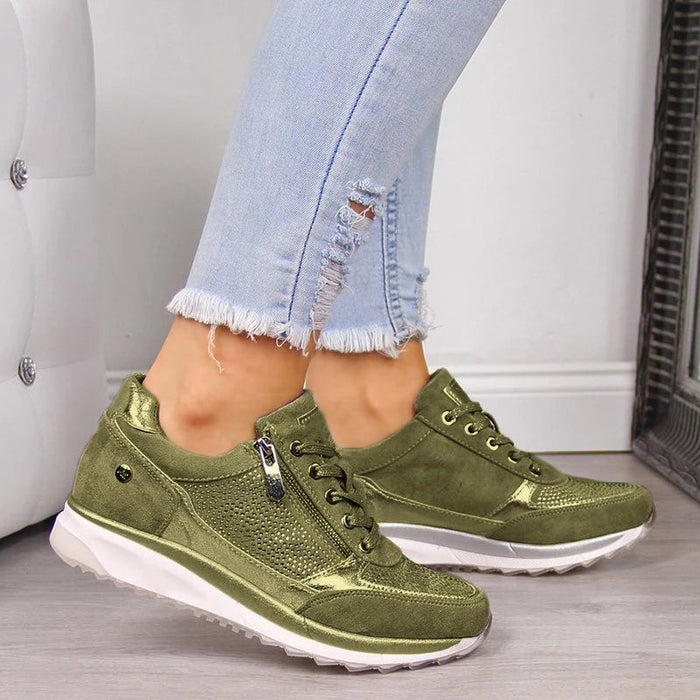 Dam Sneakers med Dragkedja och Ortopedisk Sula
