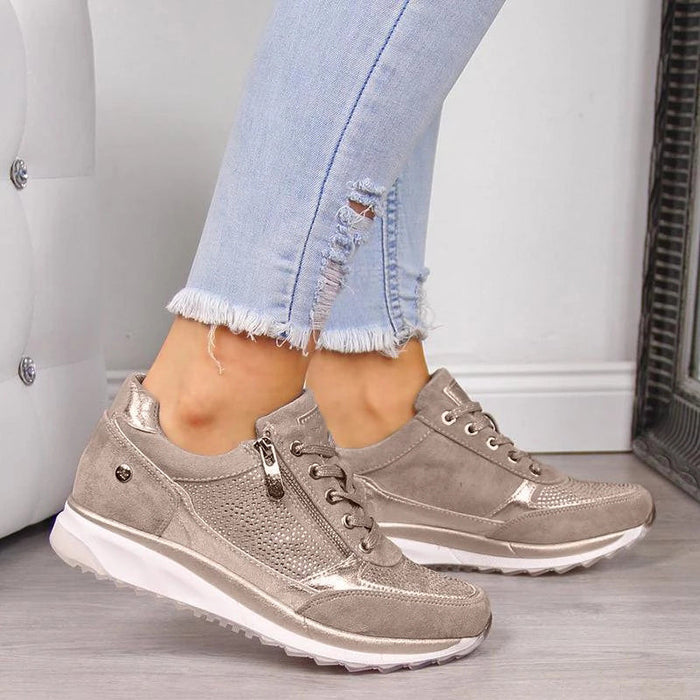 Dam Sneakers med Dragkedja och Ortopedisk Sula