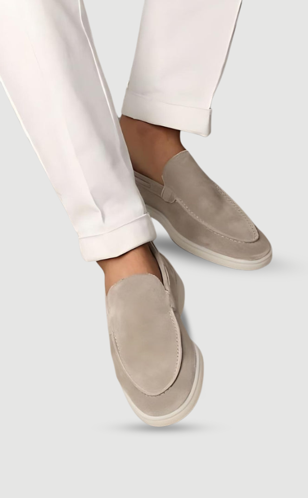 Herr Loafers Mockasinstil med Vit Sula och Slip-On