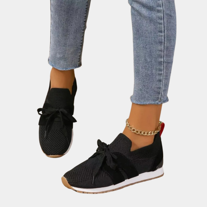 Dam Sneakers med Kardborreband och Genombruten Mesh