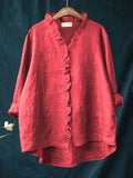 Dam Volang V-ringning Blus - Casual Elegans