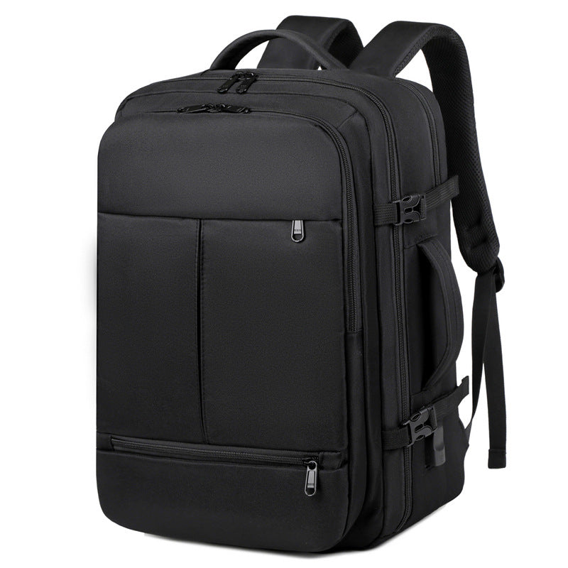Grå ryggsäck med laptopfack och många fickor