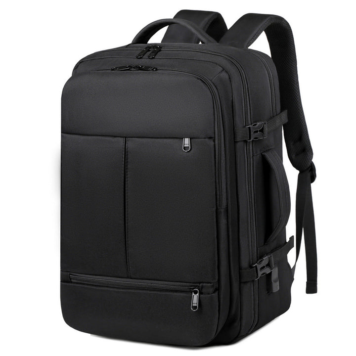 Grå ryggsäck med laptopfack och många fickor