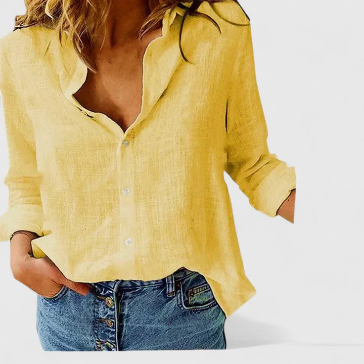 Dams Blus | Blommig | V-ringad