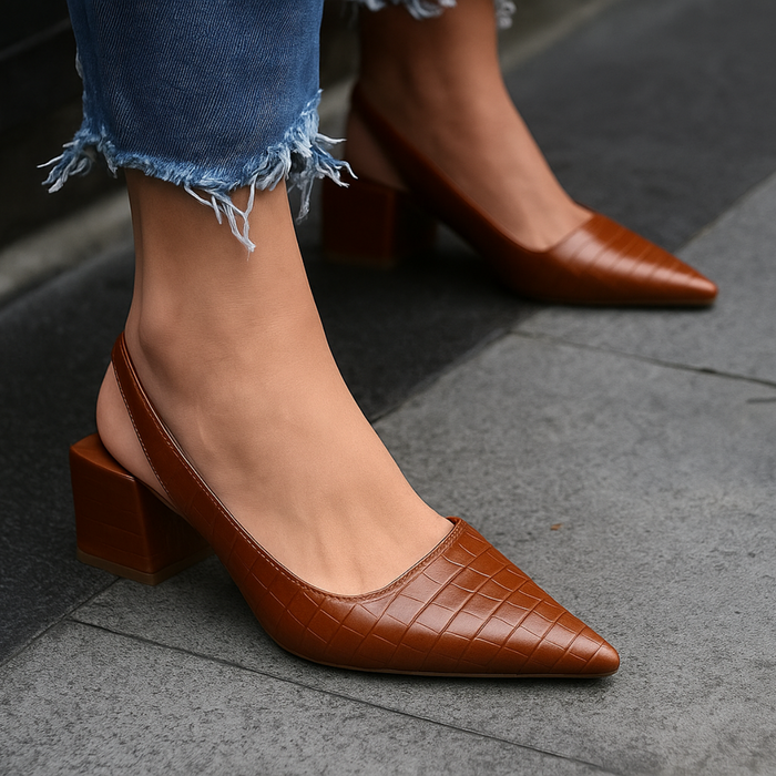 Dam Skor | Slingback Blockklack | Elegant