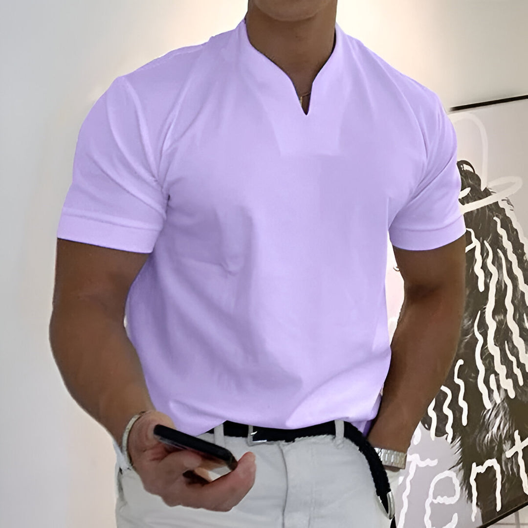 Herr T-shirt | Slimfit | Öppen Hals