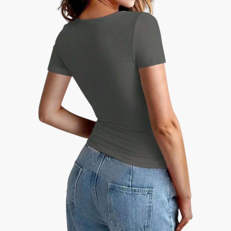 Dam Topp | Slimfit | Kort Ärm