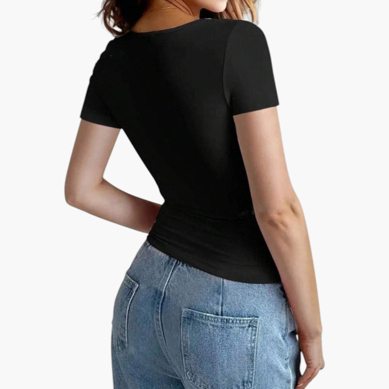Dam Topp | Slimfit | Kort Ärm