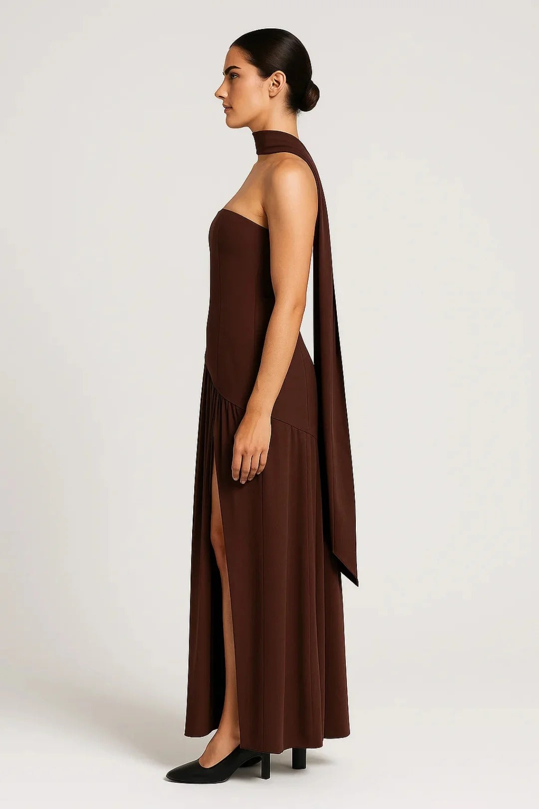 Dam Klänning | Elegant | Strapless Plisserad Slits