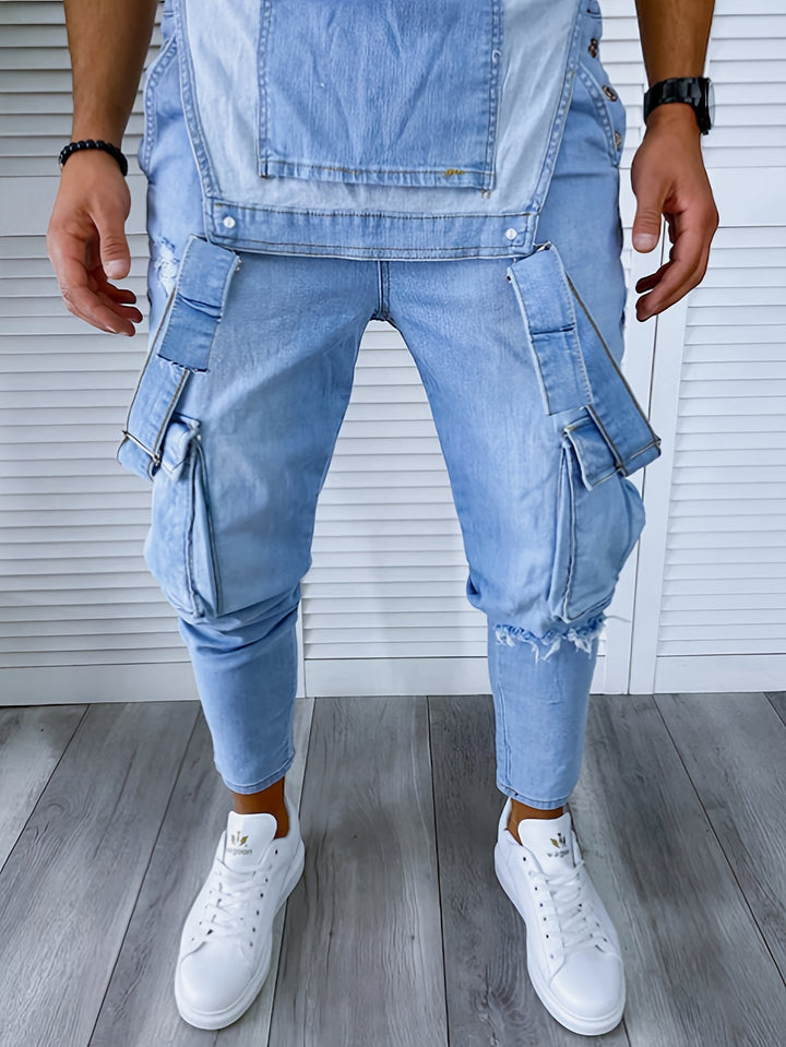 Herr Hängselbyxor | Slimfit Denim | Med Spännen