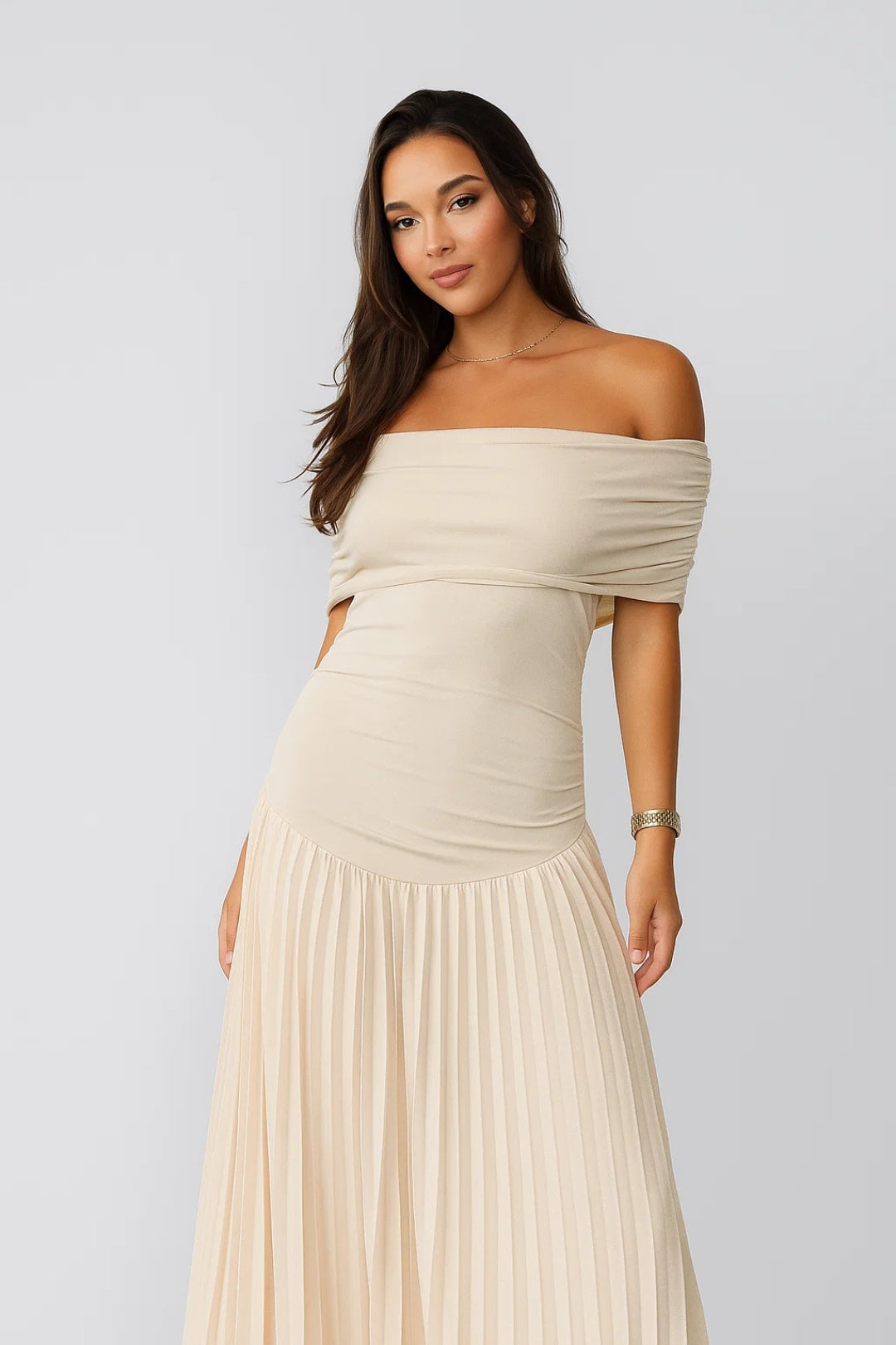 Dam Klänning | Elegant | Plisserad