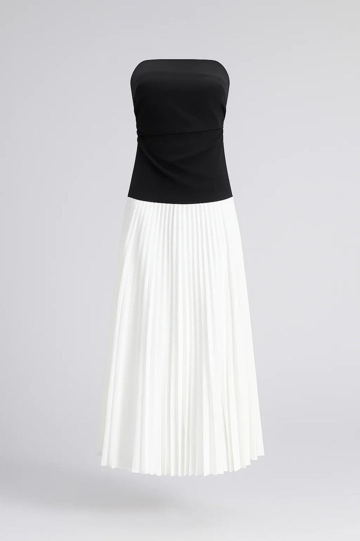 Dam Klänning | Elegant Strapless | Plisserad Kjol