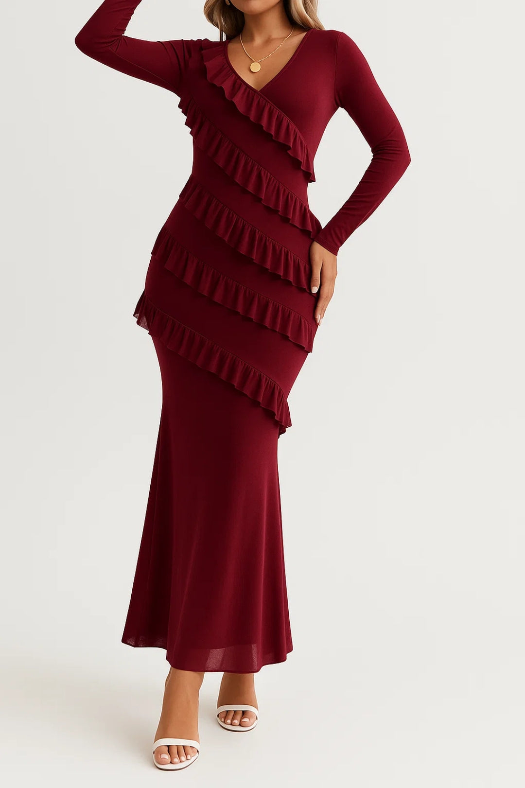 Dam Klänning | Elegant | Volangdetaljer