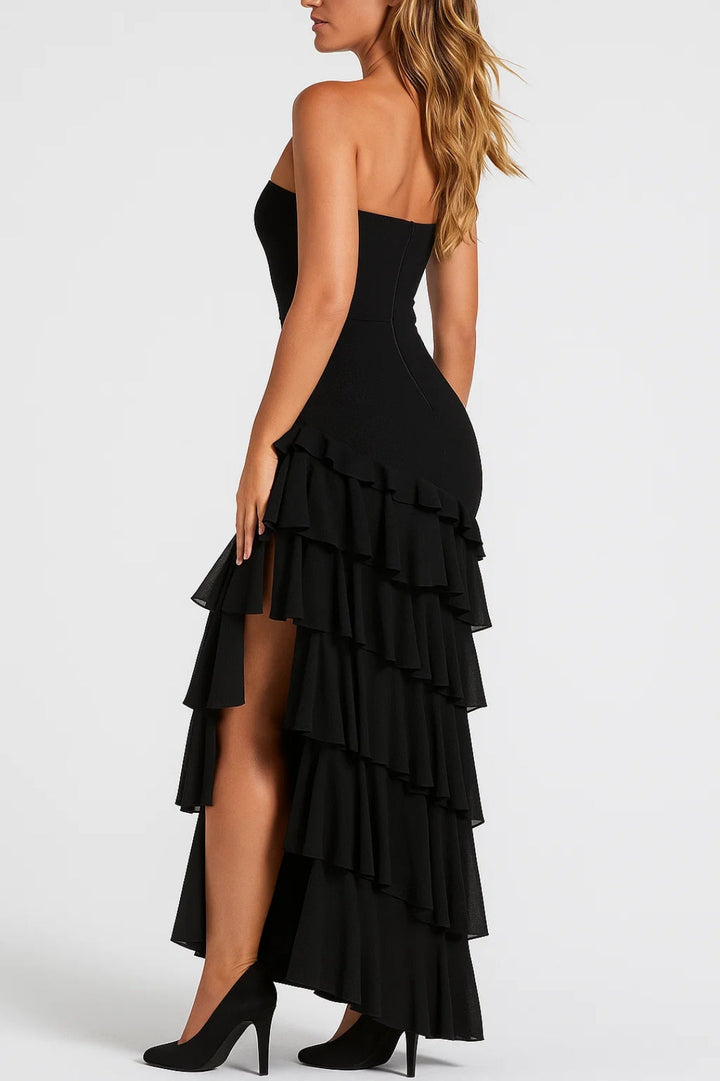 Dam Klänning | Strapless Volang | Asymmetrisk Design
