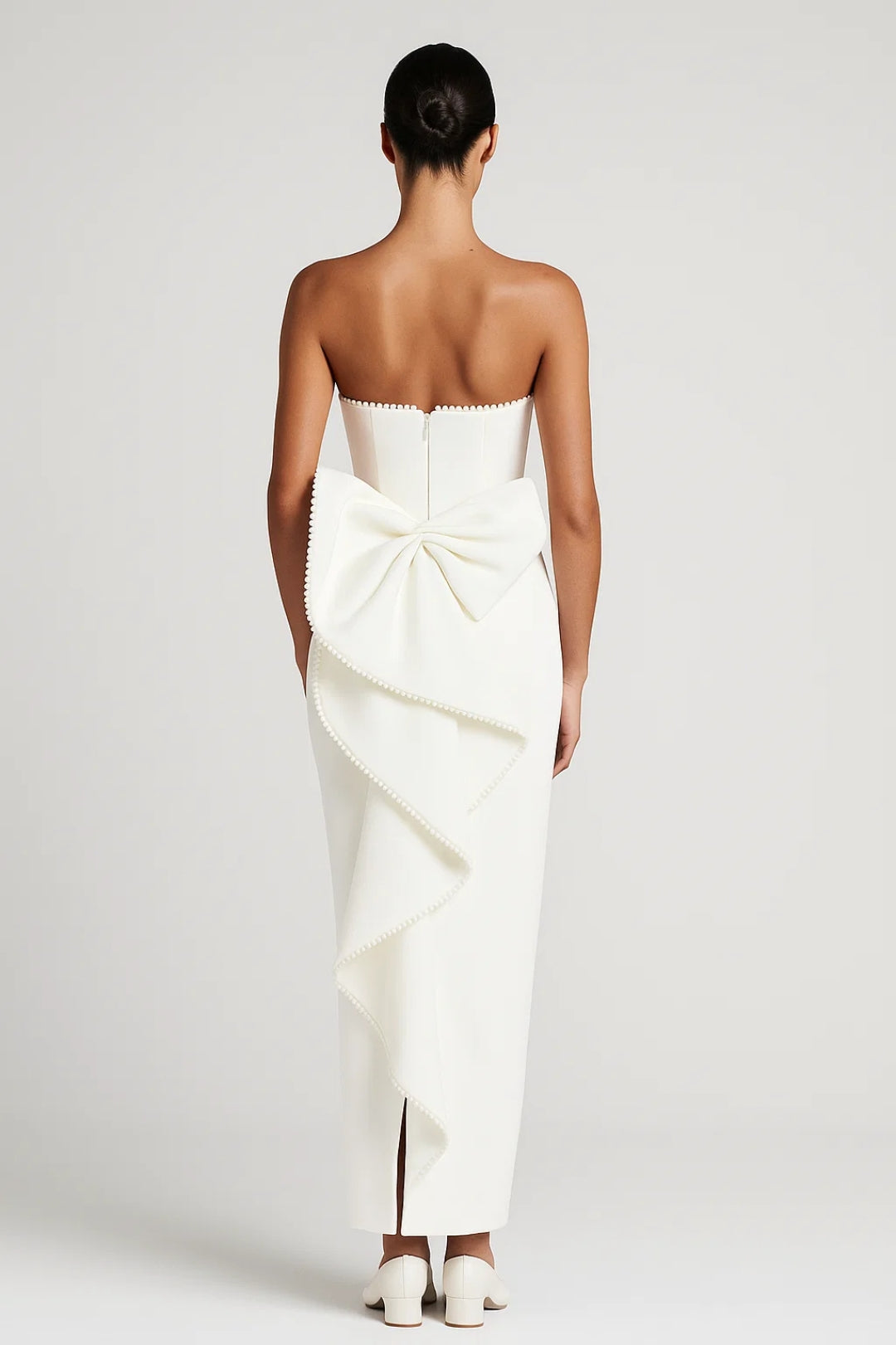 Dam Klänning | Elegant Strapless Rak | Statementrosett