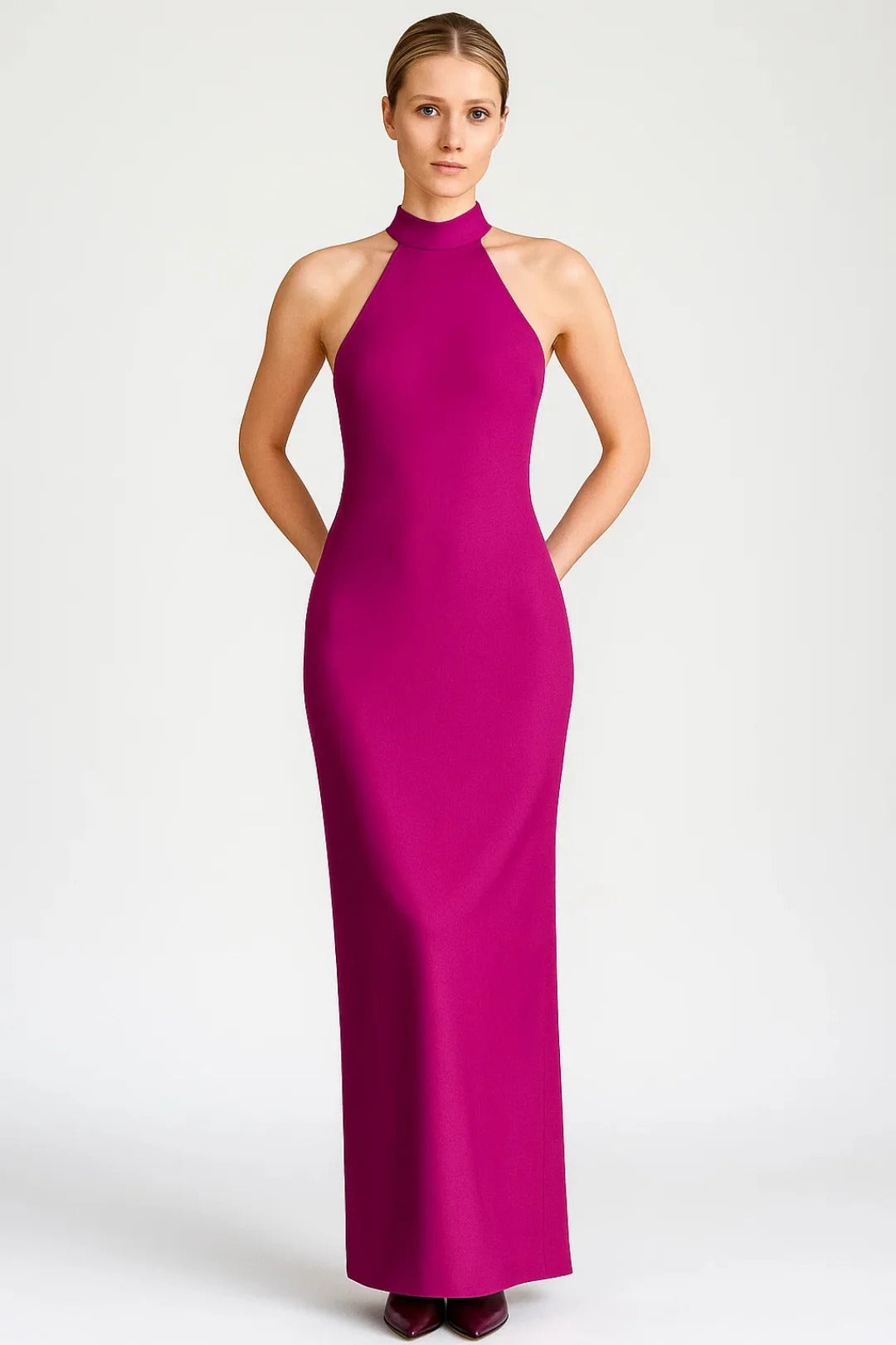 Dam Klänning | Elegant | Hög Hals Slimfit Slits