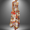 Klänning Maxi | Färgstark Geometrisk Klänning | Ärmlös | Elegant Festklänning