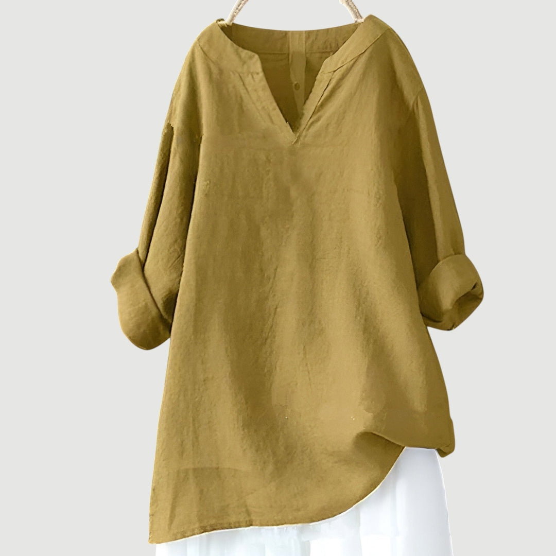 Dam Blus | Oversize V-ringad | Lång Ärm