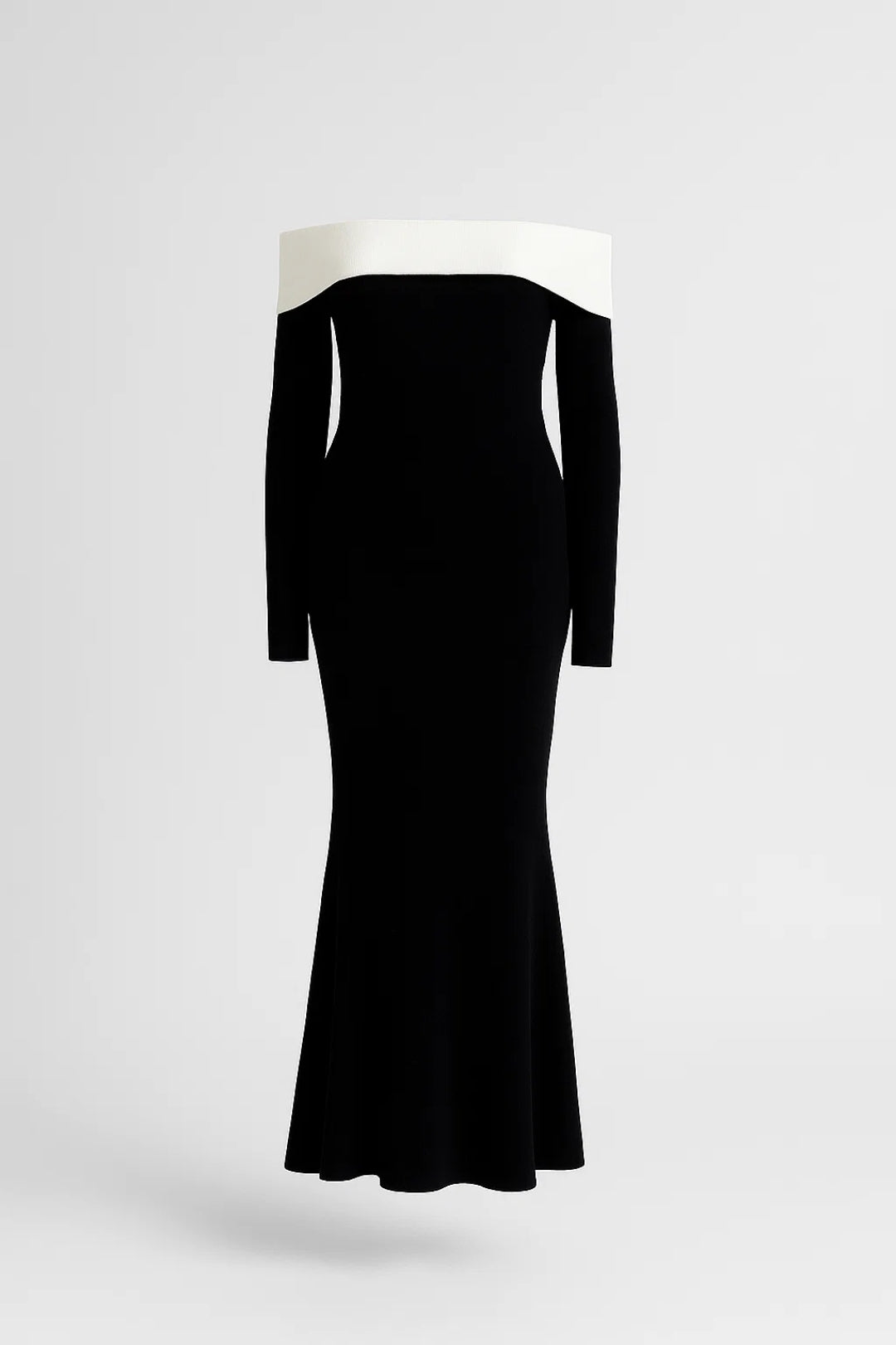 Dam Klänning | Slimfit Off-shoulder | Kontrastdetalj