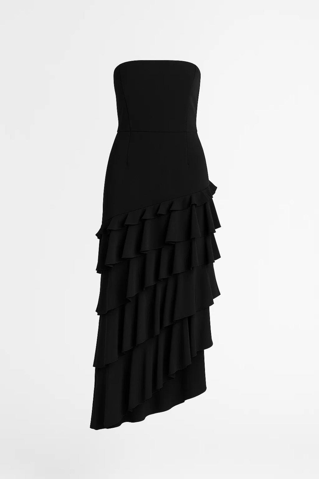 Dam Klänning | Strapless Volang | Asymmetrisk Design