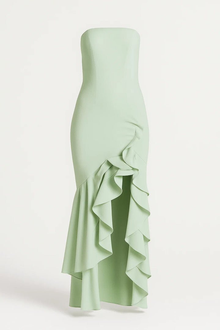 Dam Klänning | Slimfit | Strapless | Volanger