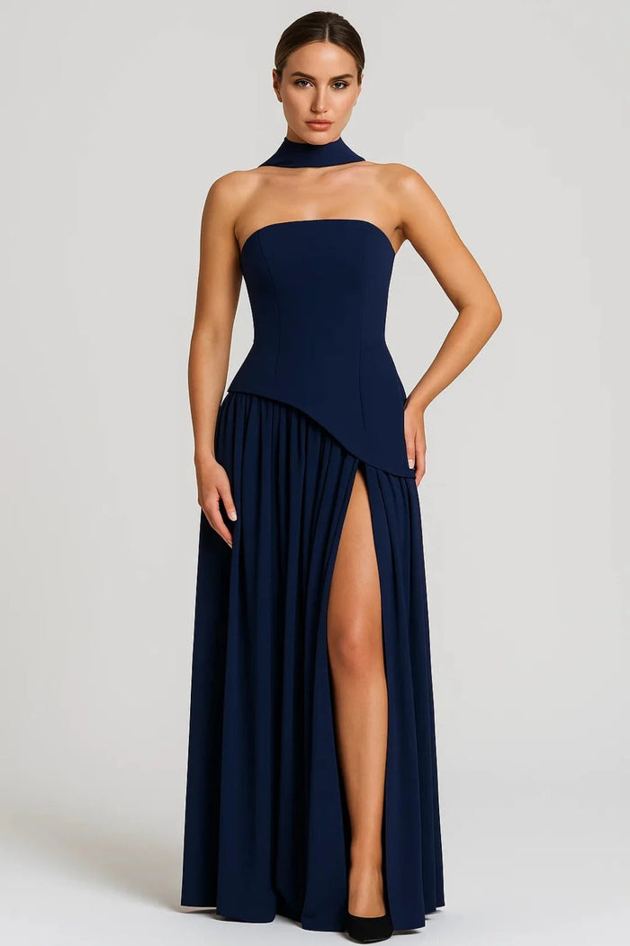Dam Klänning | Elegant | Strapless Plisserad Slits