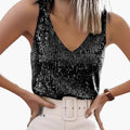 Dam Topp | Elegant | Paljett V-Ringad | Fest
