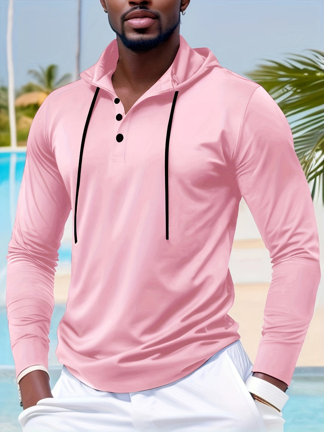 Herr Hoodie | Slimfit | Med Knappar | Lång Ärm